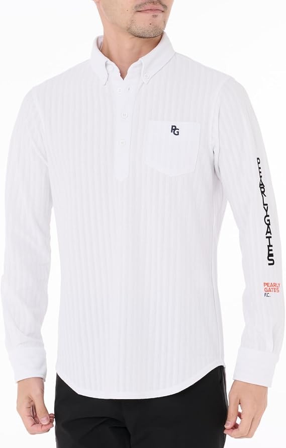 Parly Gates 053-4261001 Men's Long Sleeve Polo Shirt (Striped Pattern, UV Protection) / Golf