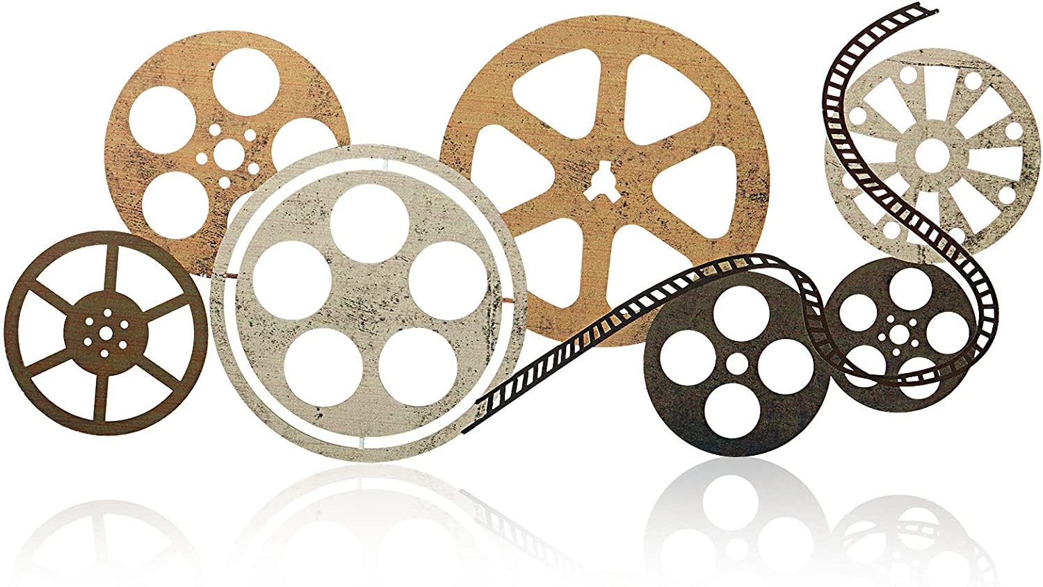 Metal Movie Reel Wall Art Abstract Antique Movie Theater Decor Beautiful Movie Reel Wall Decor Contemporary Decorative Wall Art Film Reel for Home Office Studio Decor (Colorful, Rustic Style)